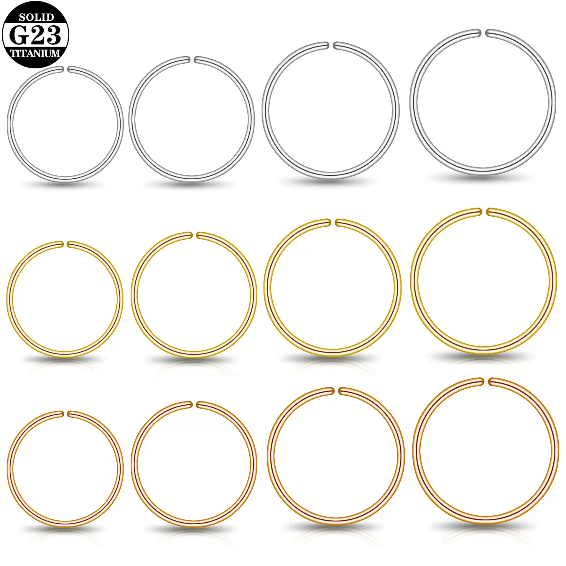 珍平F136钛开口圈鼻环简约耳环欧美圆形跨境G23钛合金人体穿刺饰