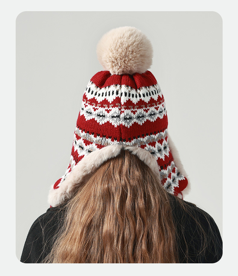 Kaninchenfellimitat mit plüschiger dicker Lei Feng-Mütze, koreanische Herbst-Winter-Version, warmer Gehörschutz, Radfahren im Freien_voghion.com