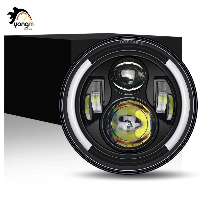 Harley 7-дюймов 6 Жемчужины Wrangler LED передняя фара тюнинг с глазками ангела передняя лампа