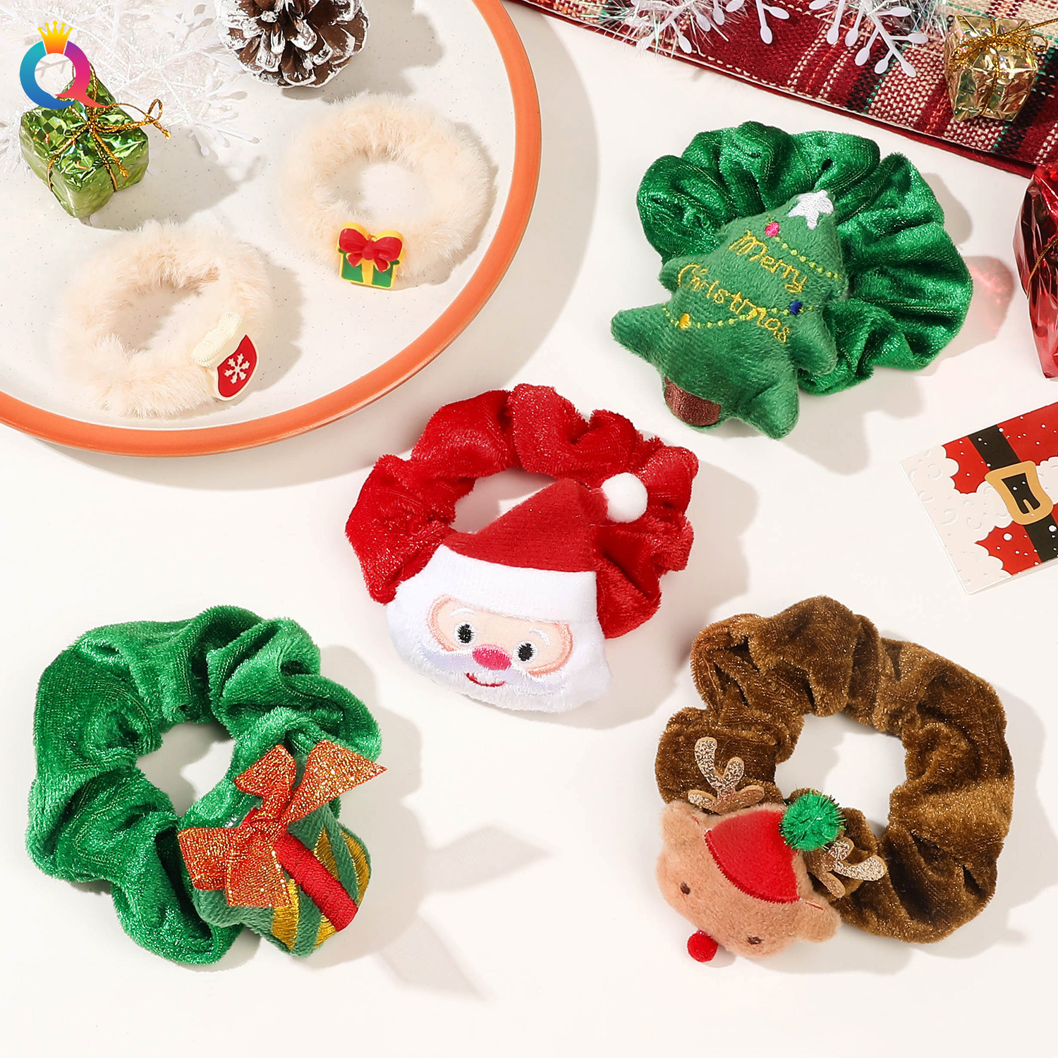 Christmas gift Christmas headdress plush large hair band high-grade hair tie ins large ring_voghion.com