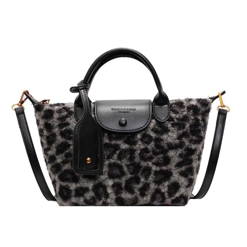 Bolso de mano con estampado de leopardo de moda retro de comercio exterior para mujer otoño e invierno nuevo diseño de nicho bolso de mensajero de gran capacidad bolso de hombro