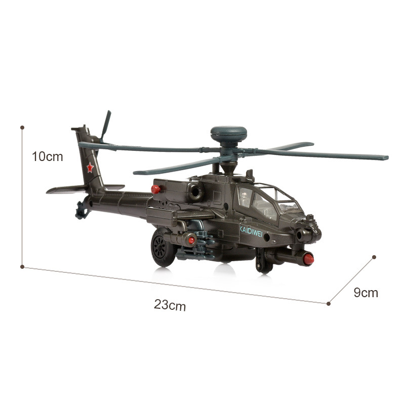 1: 64 Apache modelo de aviación de aleación de helicóptero simulación de sonido y luz ayuda educativa cultural militar venta al por mayor transfronteriza