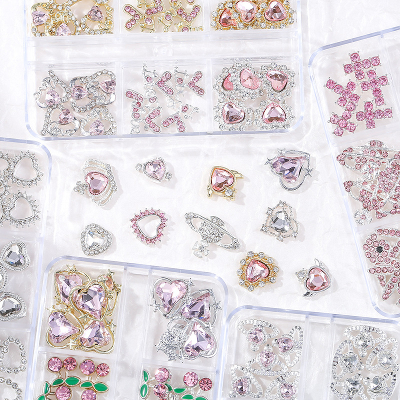 Cross-border Alloy Nail Jewelry 6-box Set Box Hello Kitty Butterfly Valentine's Day Love Cherry Nail Decoration