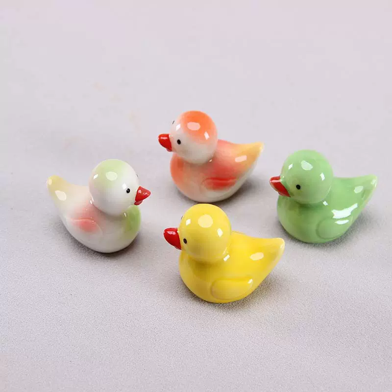 小鸭子陶瓷筷子架萌鸭晓小黄鸭筷子架笔架园艺盆栽盆景花宠小摆件