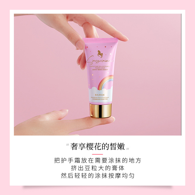 Bactericida Nicotinamida Cherry Flower Soft Hand Cream, hidratante, antiagrietamiento, mejora la rugosidad y la secedad de la crema de manos. image 4