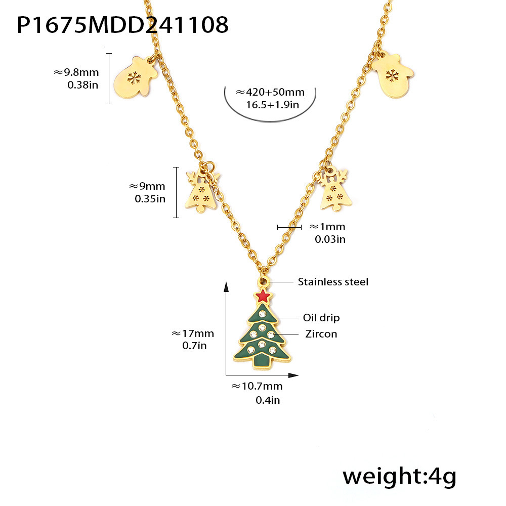 Square Sugar Christmas Zircon Necklace And Earrings Jewelry Set_voghion.com
