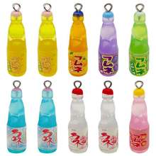 diy仿真波子汽水迷你小瓶子吊坠树脂饰品配件项链钥匙扣耳环挂件
