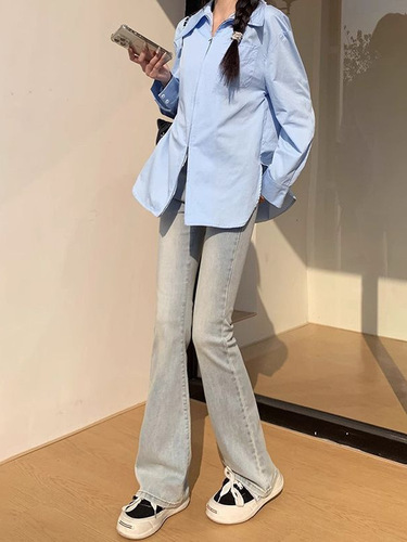 Vintage Distressed Yellow Clay High-Waisted Micro-Round Hem Women's Spring and Autumn New Elastic Fitting Slimming Versatile Hoof Pants