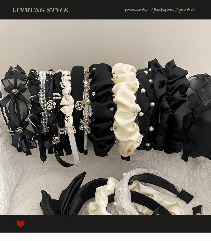 135g Weight Hair Band Hair Accessories Type Sweet IG Style Women'S Solid Color Flower Inlay Rhinestones Pearl Hair Band