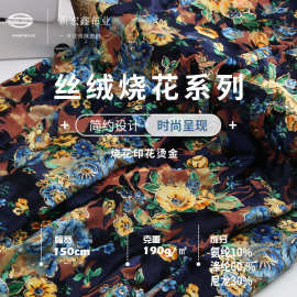 单面韩国绒烫金 240g金丝绒烫金印花丝绒 古典礼服连衣裙套装面料