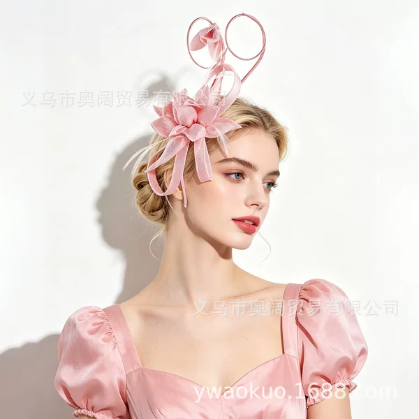 Cross-border Hot Hair Band Hemp Yarn Bow Headwear Retro Elegant All-match Headband Hair Accessories Party Headwear