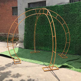 婚庆道具铁艺圆环双管架子舞台背景装饰拱门双杆圆环花门路引摆件