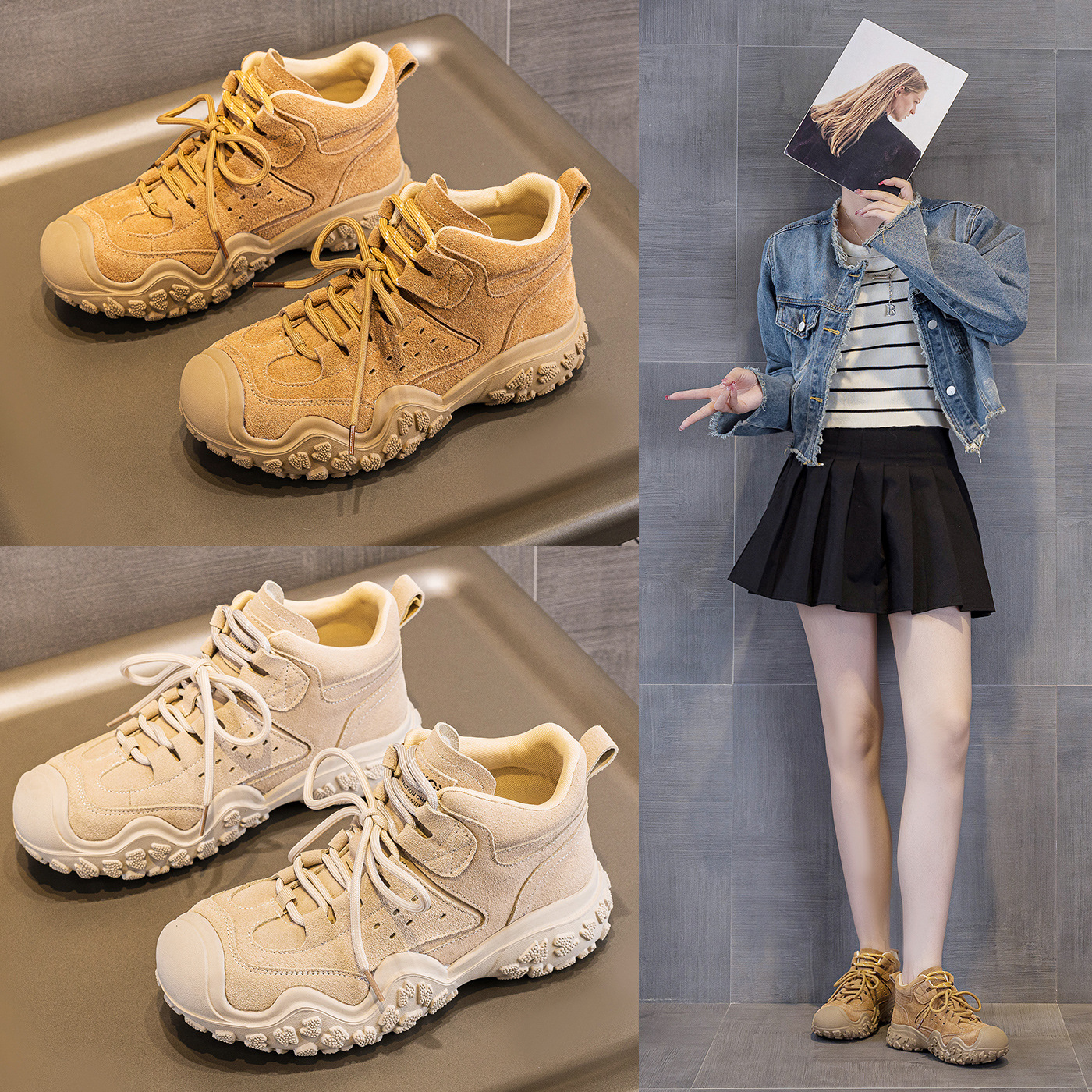 厚底马丁靴女2025新款真皮女靴夏季短靴真皮女鞋复古户外徒步包头