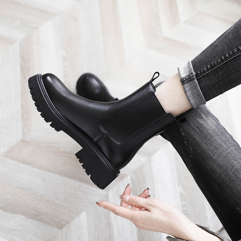 Summer Thick-soled Chelsea Smoke Boots 2024 Short Boots Women's Thin Martin Boots Women's British-style Brown Single Lit Summer Thick-soled Chelsea Smoke Boots 2024 Short Boots Women's Thin Martin Boots Women's British-style Brown Single Lit