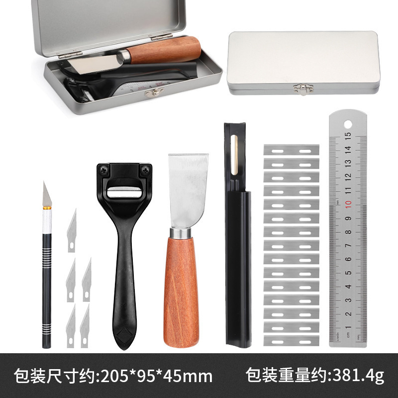 跨境皮革工具套装 锤子裁皮刀挖槽器划布轮菱斩手工制作皮包工具|undefined