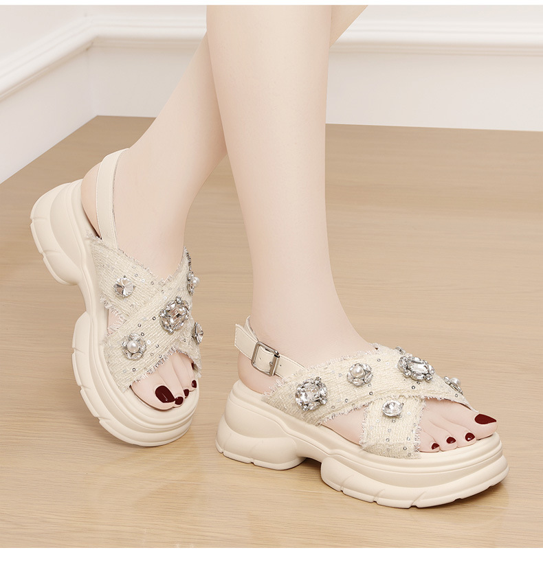 Réimesch Sandalen 2024 nei Summermoud echt Lieder déck Sohle mat fräiliegenden Zehen Strass Perlknäppchen Dammeschuhe_voghion.com