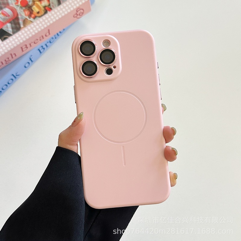 iPhone17 ソフトカラー液体シリコーン磁気吸引モデル、レンズフィルム付き、Apple 16 携帯電話ケース AI 写真ボタンに適しています|undefined