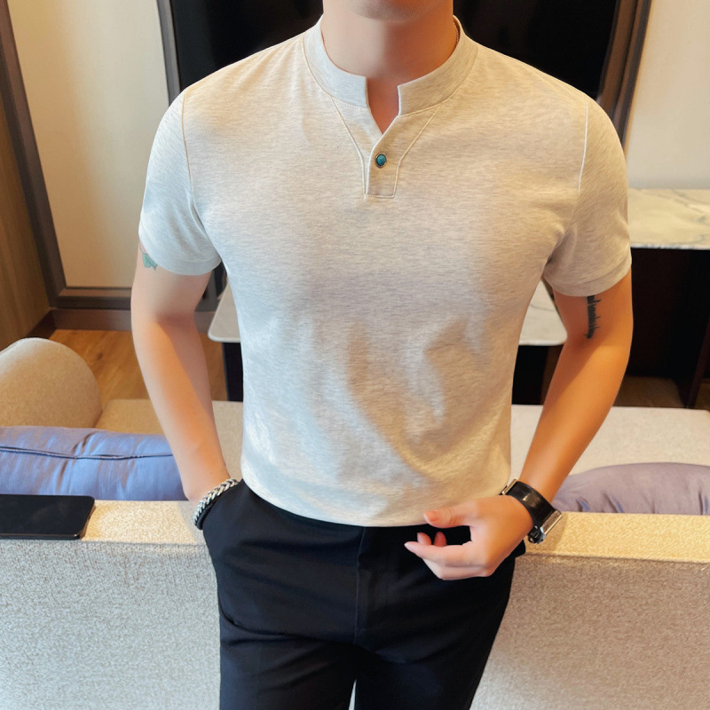 高品质精品男士短袖夏季新款时尚百搭休闲半袖T恤潮流修身短袖