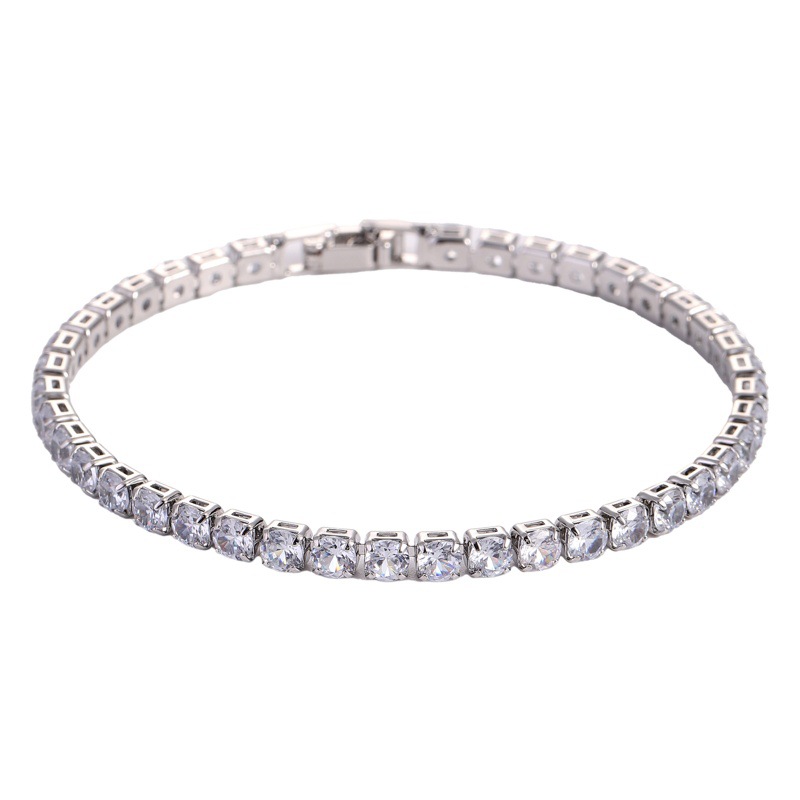 Cross-Border European and American Hip-Hop 4.0 Zircon Bracelet for Men and Women, Amazon Best-Selling Chain, Simple and Fashionable Tennis Bracelet