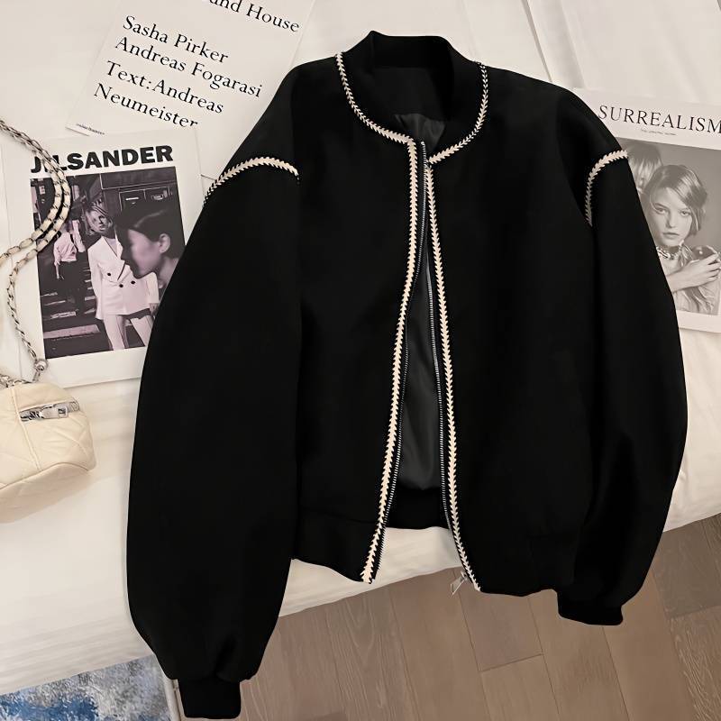 Spring and Autumn Women's Jacket Retro Baseball Suit Chanel Style Short Jacket Women's Loose 2025 Fashionable All-match Korean Style Top