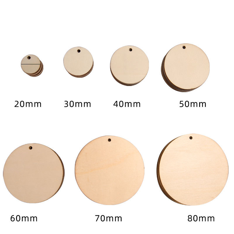圆木片打孔木片DIY涂鸦绘画圣诞节装饰木片创意挂件圆形打孔木片
