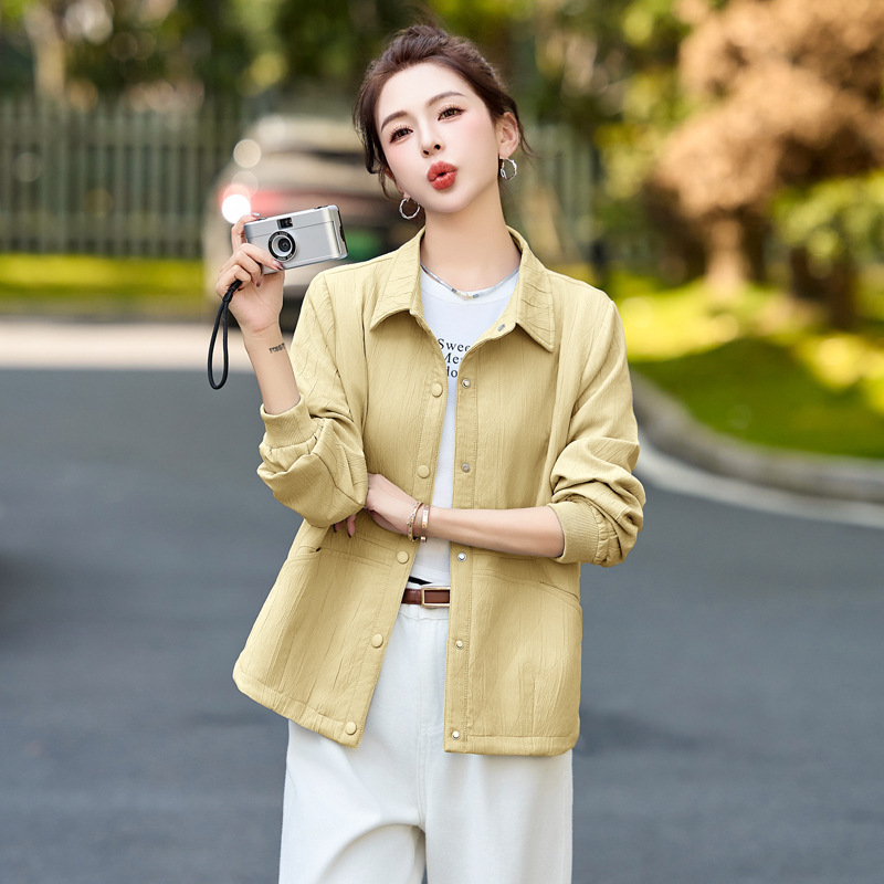 流行翻领衬衫外套女2025春秋新款时尚宽松休闲百搭夹克上衣小个子|undefined