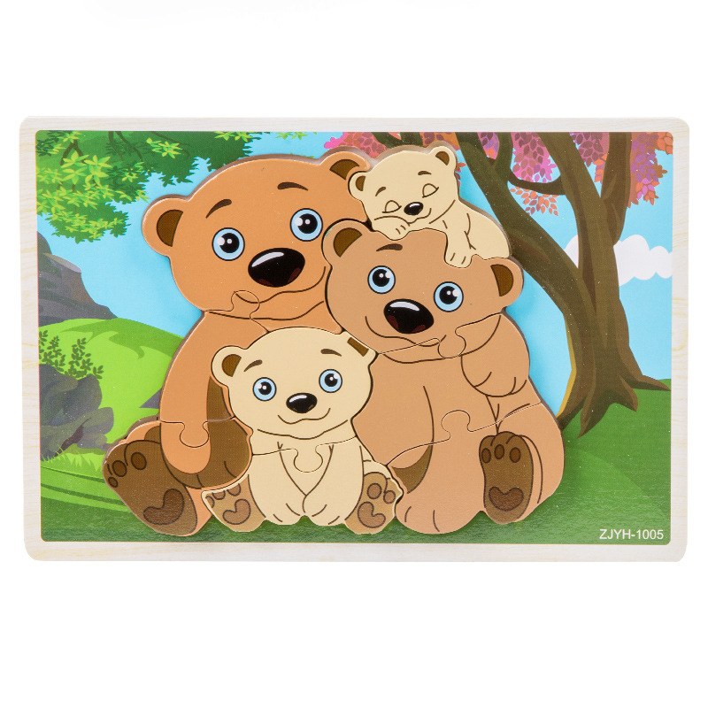 Puzzles de madera tridimensionales bloques de juguetes de construcción para niños 1 1 2 - 3D años y medio 6 niños niñas educación temprana