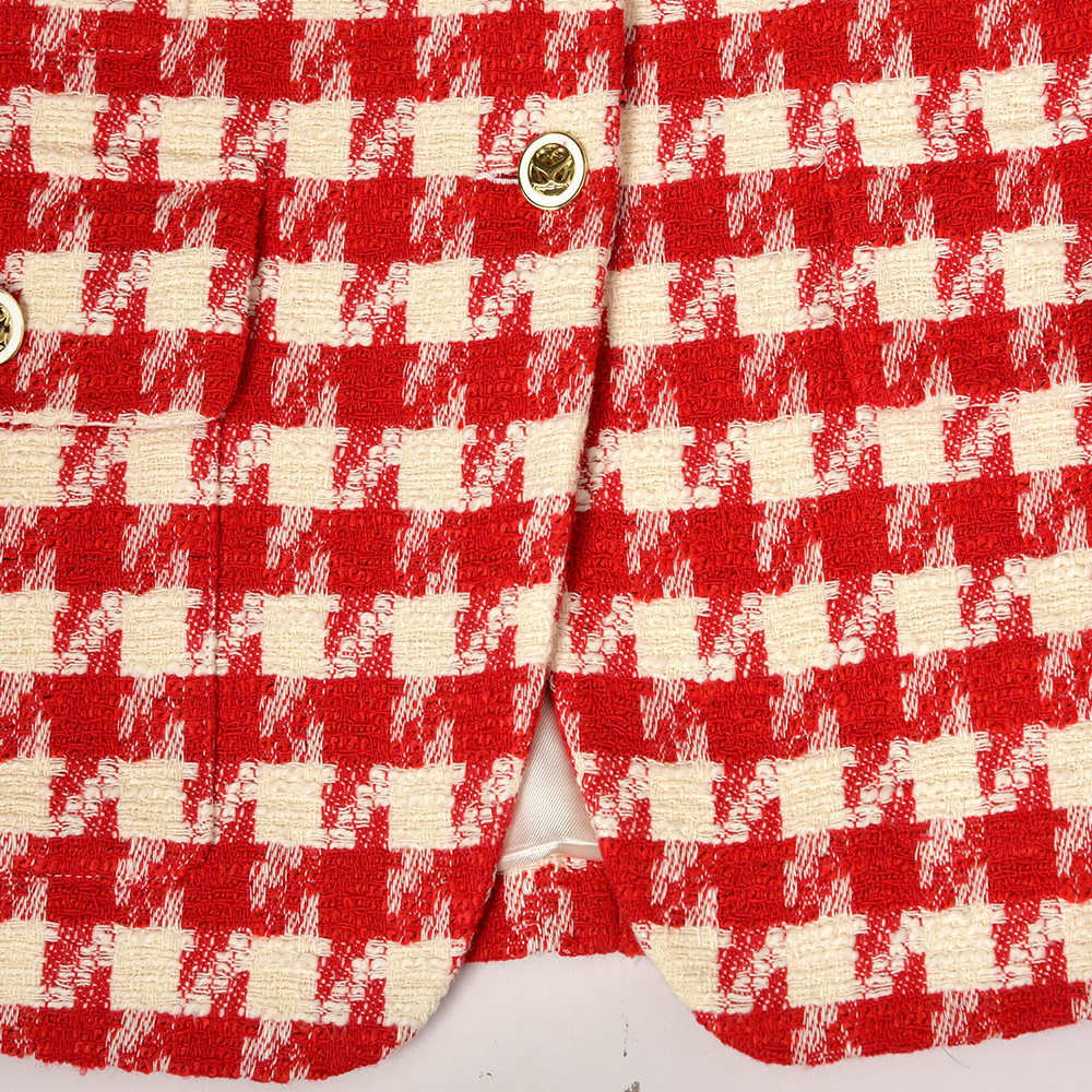 Women's Clothing Tweed Retro Houndstooth Loose Single Breasted Suit_voghion.com