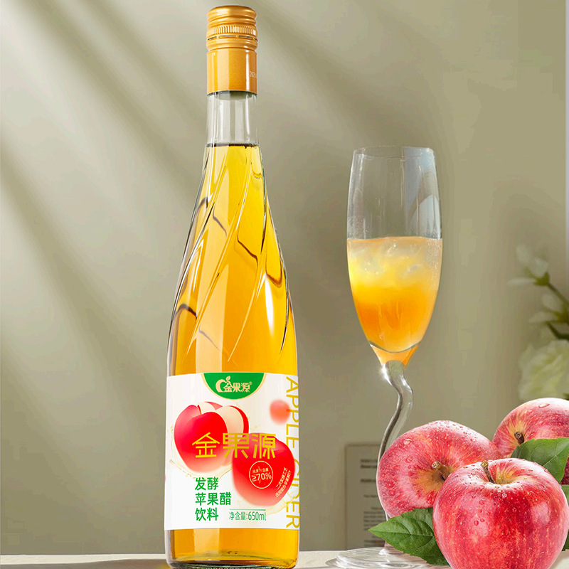 진과원 공장에서 양조 및 발효한 사과식초 음료 병 650ml 풀박스 사과주스 음료 도매 및 배송