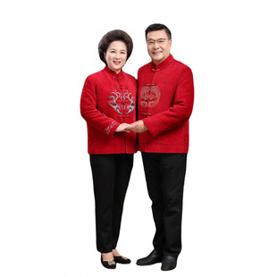 Middle-aged Couple's Tang Suit for Autumn and Winter 60-year-old Couple's Birthday Banquet Handmade Chinese-style suit