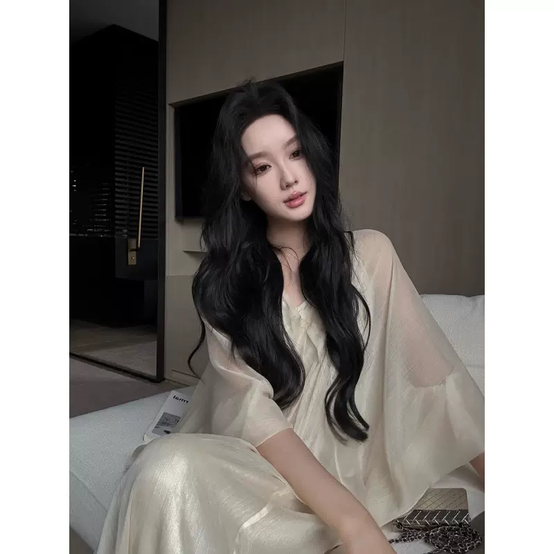 大方得体绝美薄纱连衣裙女秋季2025新款新中式长袖裙子