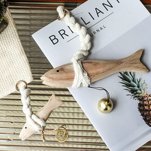 北欧创意原木雕刻仿真鱼挂件家居入门客厅玄关酒吧咖啡馆装饰品