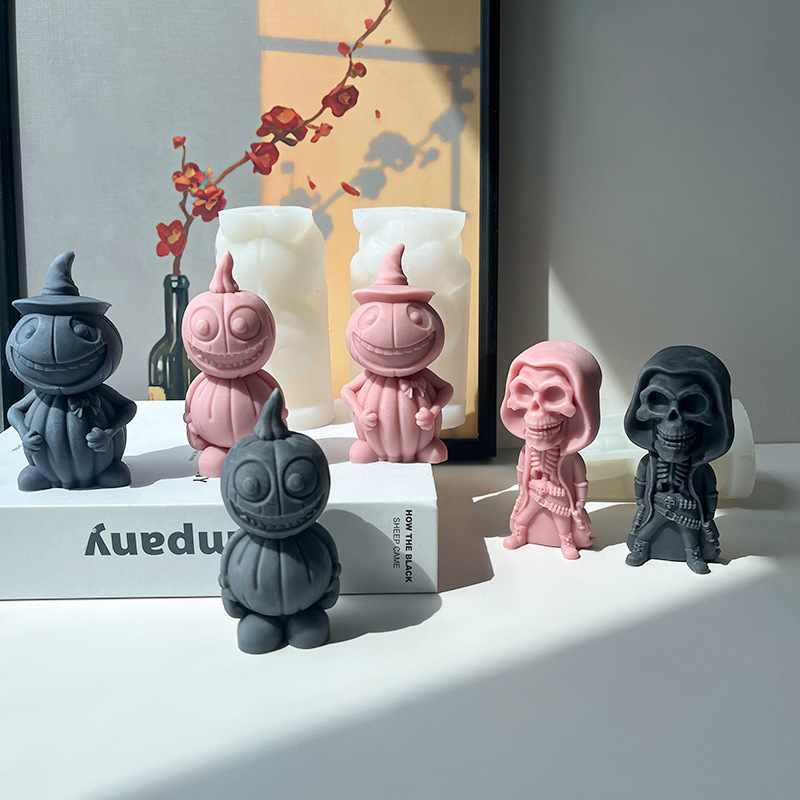 Jiahuimei transfronteriza Halloween calabaza vela decoración molde de silicona DIY aromaterapia yeso cráneo Decoración