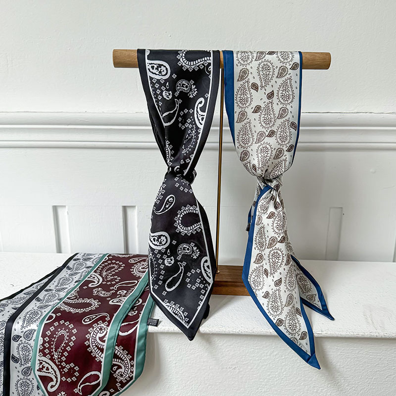 Pañuelo de seda, tira larga, sentido avanzado, nuevo estilo, flor de anacardo, simulación, bufanda de seda, decoración de serpentina, bolsa de atar, cinturón de decoración de cinta