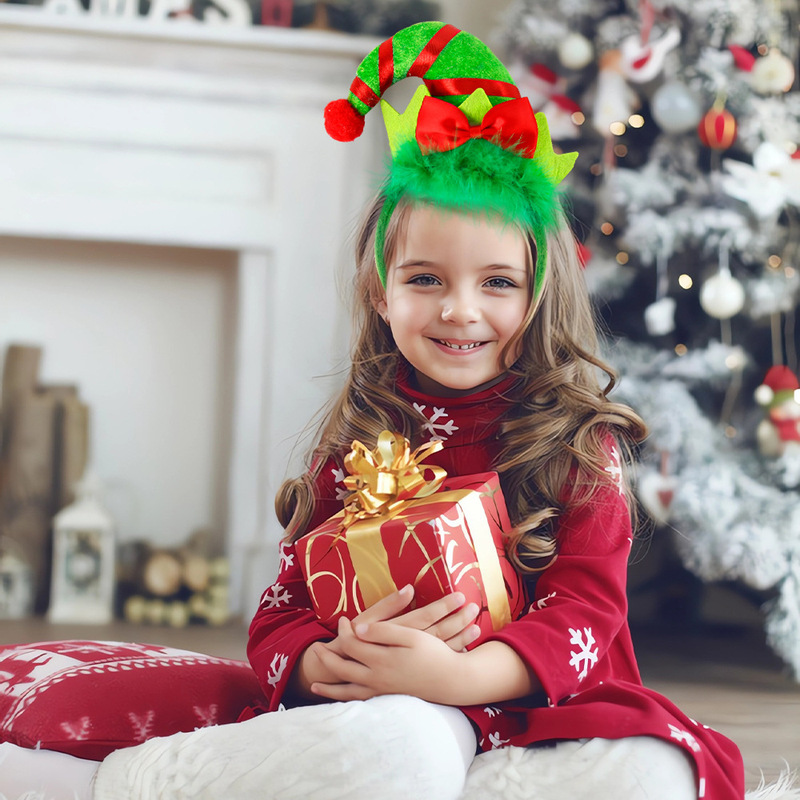 クリスマスパーティーの飾り付け用ヘッドバンド、子供用クリスマスコスチューム、写真撮影用小道具、リボン付きクリスマスツリーヘッドバンド、ヘッドウェア|undefined