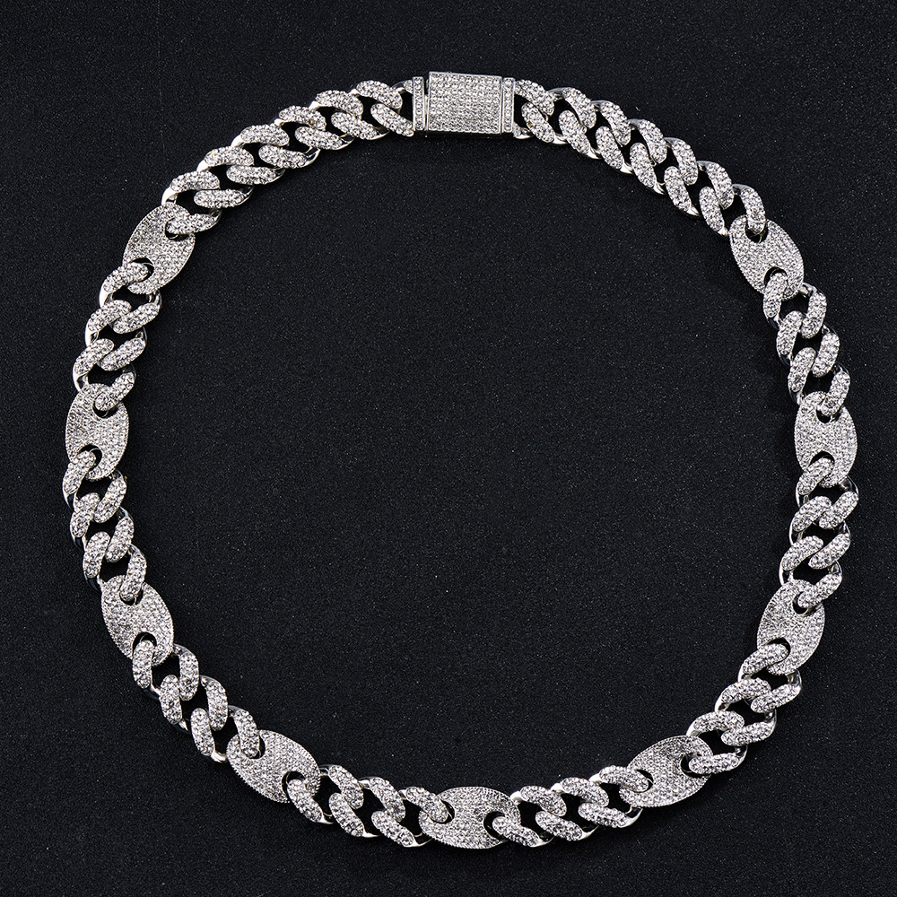 European And American Foreign Ornament Pig Nose Rap Hip Hop Popular Accessories 15mm Cuban Link Chain Necklace Wholesale display picture 6