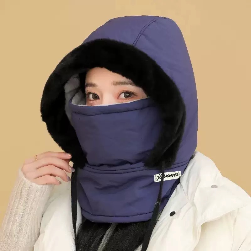冬季保暖帽女骑车电动车护脸护耳围脖一体加厚雷锋帽户外防寒神器|undefined