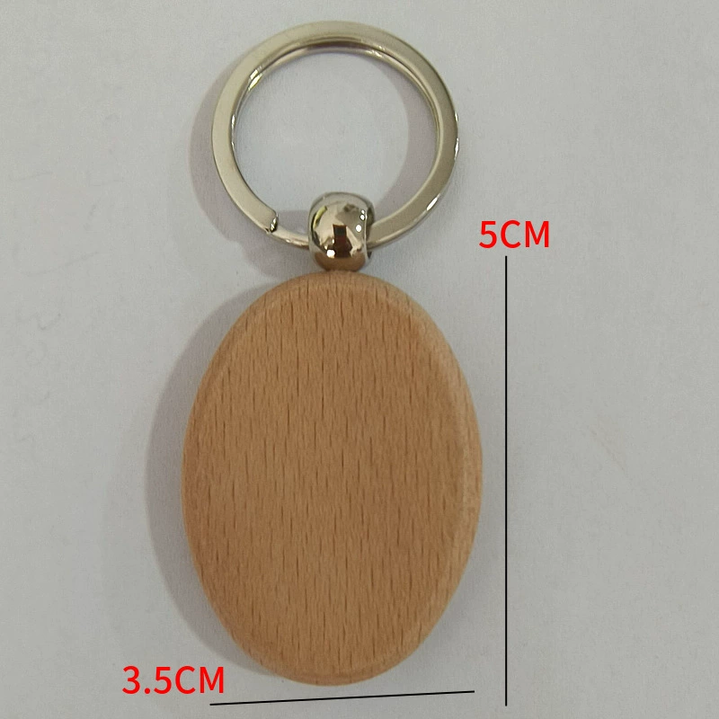 Wooden Keychain (creative) rectangular & round shapes, 5×3 cm and 4 cm, smooth beech finish