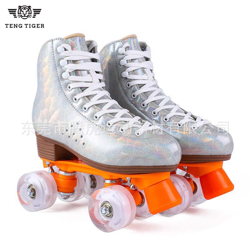 2023 professional double-row roller skates adult men's and women's four-wheel skates colorful red speed skates pattern roller skates
