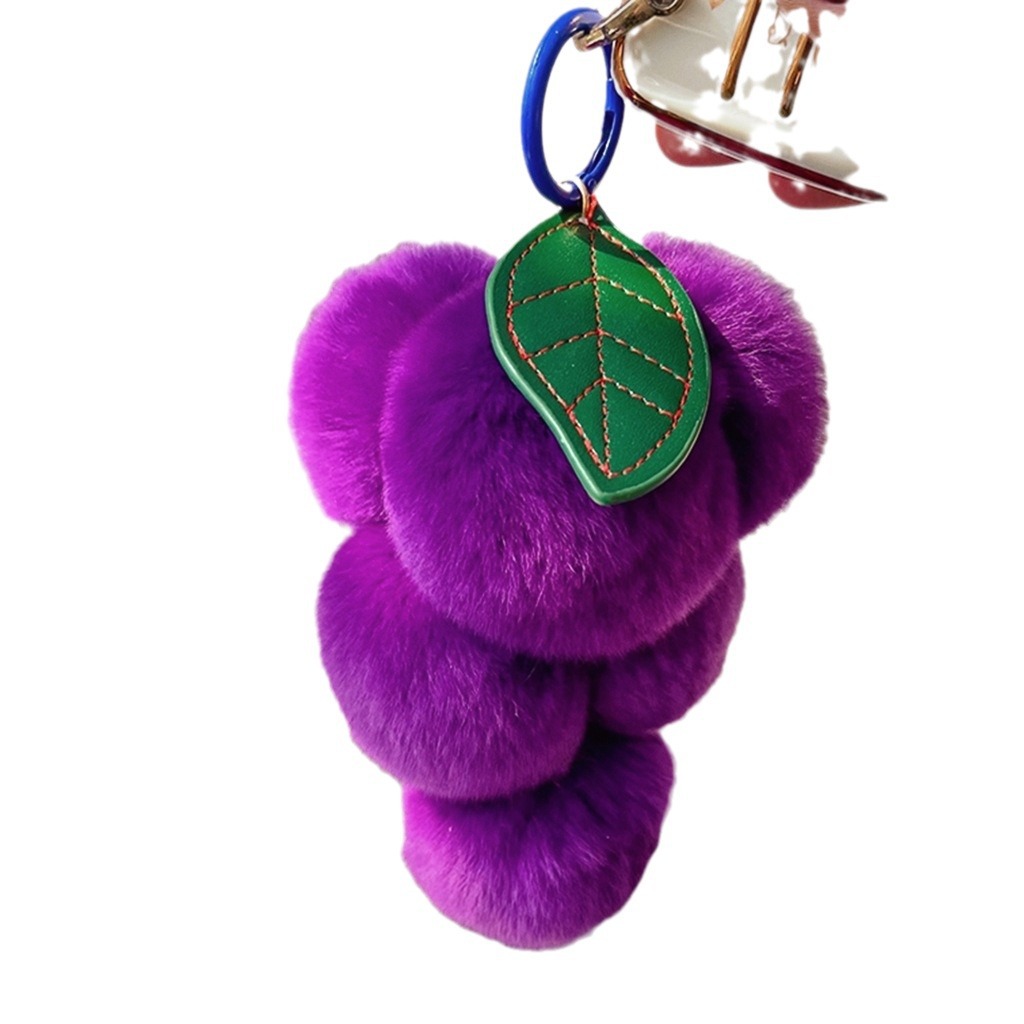 Real Rex conejo piel pequeña uva adornos ins Internet celebridad lindo bola de peluche coche llavero colgante accesorios para las mujeres