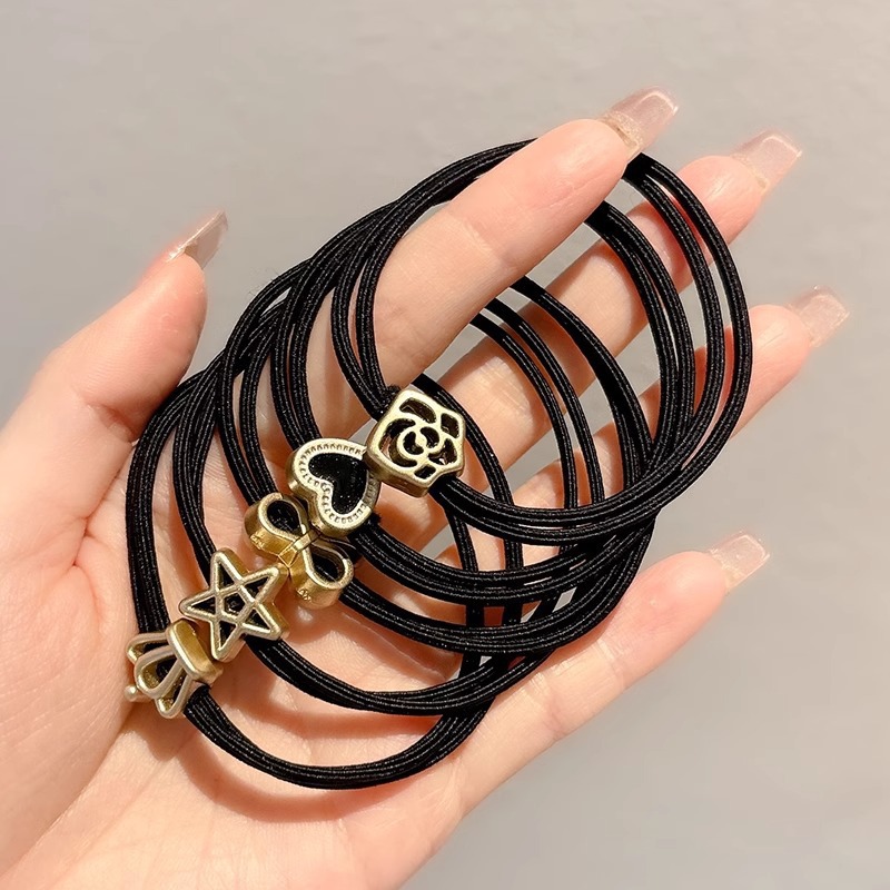 Cuerdas de cabeza de alta calidad 2024 nuevo anillo de cabello de alta elasticidad correa de goma duradera mujer temperamento simple de alta cola de caballo cuerdas de cabello