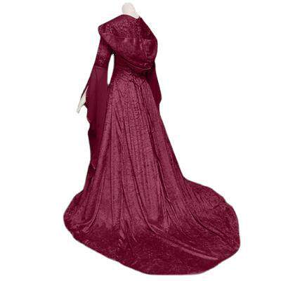 Cross Border 2022 Simple Women cos Clothing Medieval Retro Style Wedding Dress 4 Color Hooded Tunic Dress cospla