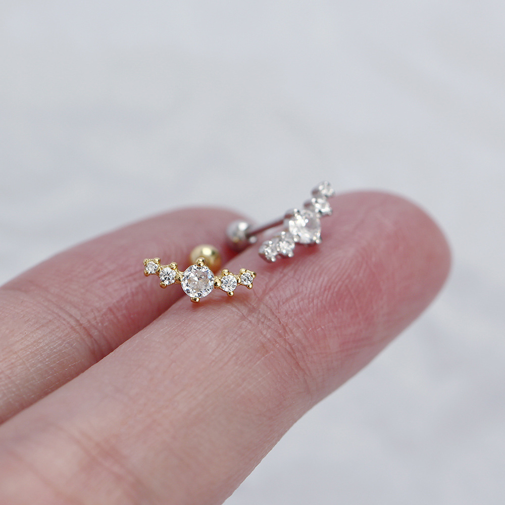18K Real Gold Plated, Platinum Plated Plating Material Zircon Inlay Material 1 Pair 925 Sterling Silver Round Zircon Electroplating 18K Real Gold Plated Platinum Plated Earrings Ear Studs