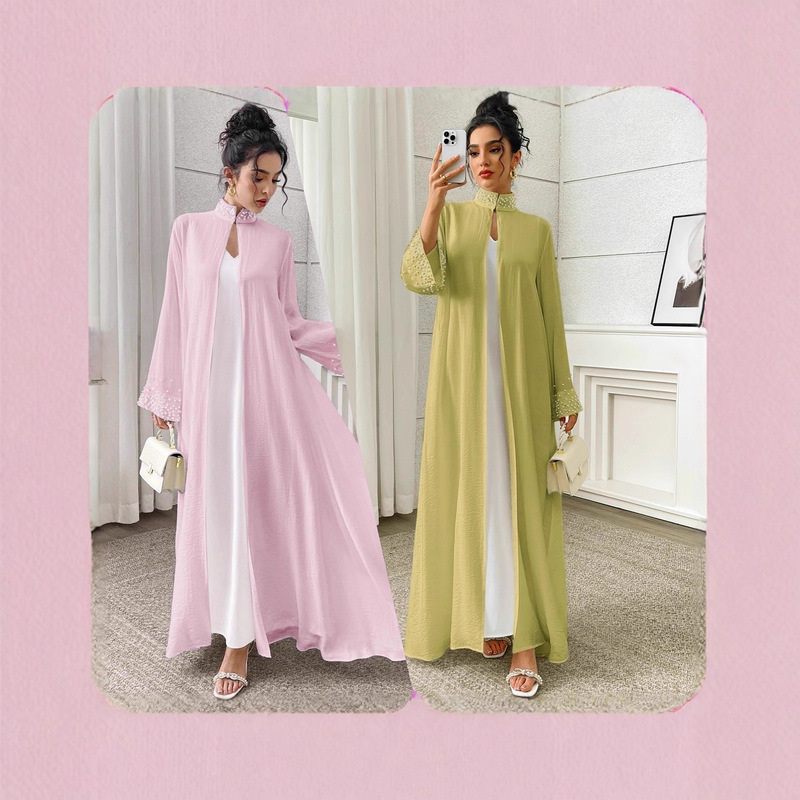 Elegant and Fashionable Pearl Long-Sleeved Cardigan Robe Elegant and Fashionable Pearl Long-Sleeved Cardigan Robe