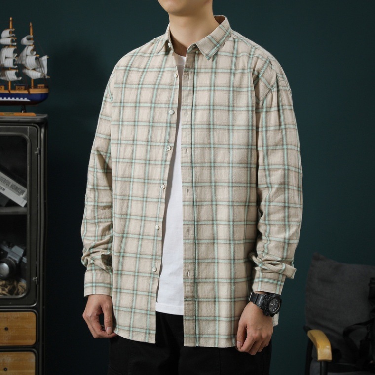 Camisas menos ropa nueva camisa a cuadros de manga larga para hombres casuales para jóvenes tops de solapa de manga larga para hombres exclusivos transfronterizos