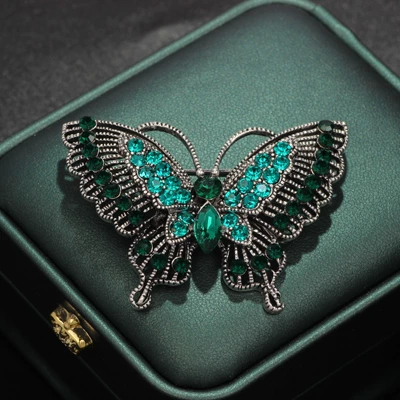 Women's Elegant Pin Personality – Yaxa sancaqları - dark-green-butterfly-brooch