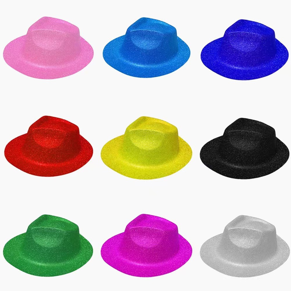 Nuevo sombrero alto sombrero de oro polvo sombrero de jazz sombrero vaquero plástico vestido de Halloween espectáculo de cebolla dorada polvo props