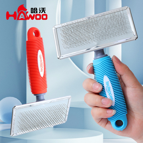 Manufacturer Pipitaosut special handle steel plate rubber handle pet comb soft small and medium-sized dog pet needle comb