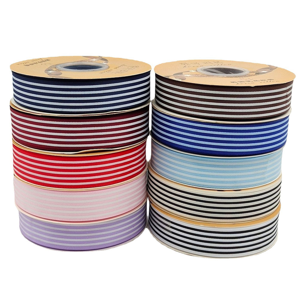 Suministro directo de fábrica 2,5 cm hilo cinta raya impresión cinta hornear caja de regalo embalaje Ropa Accesorios cinta