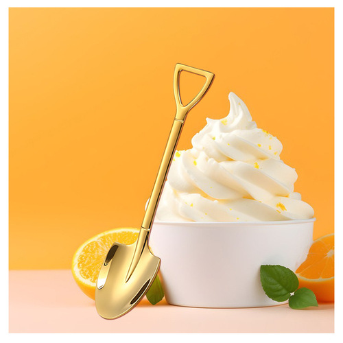 Factory direct sales stainless steel shovel spoon dessert ice cream fruit watermelon spoon Internet celebrity children's 304 square shovel spoon